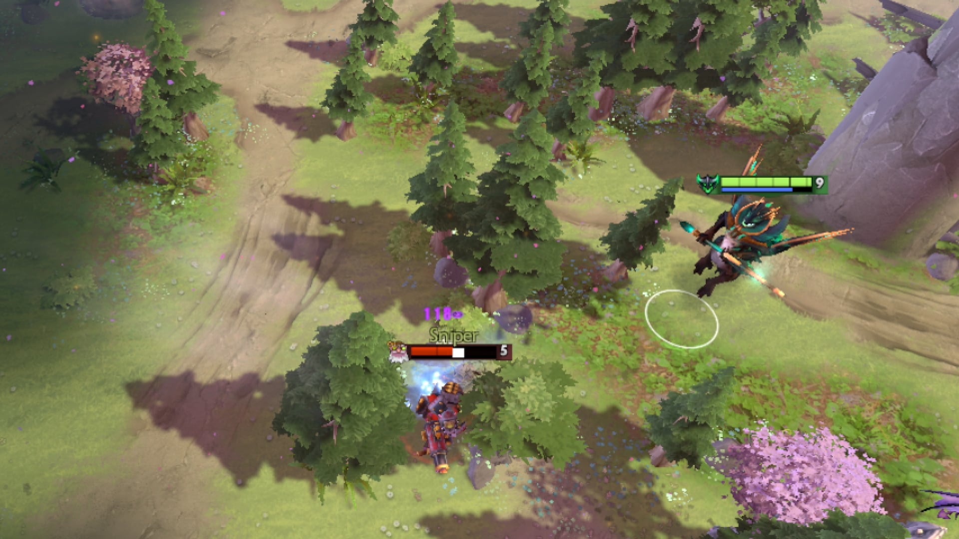 Outworld Destroyer strikes Sniper using Force Staff